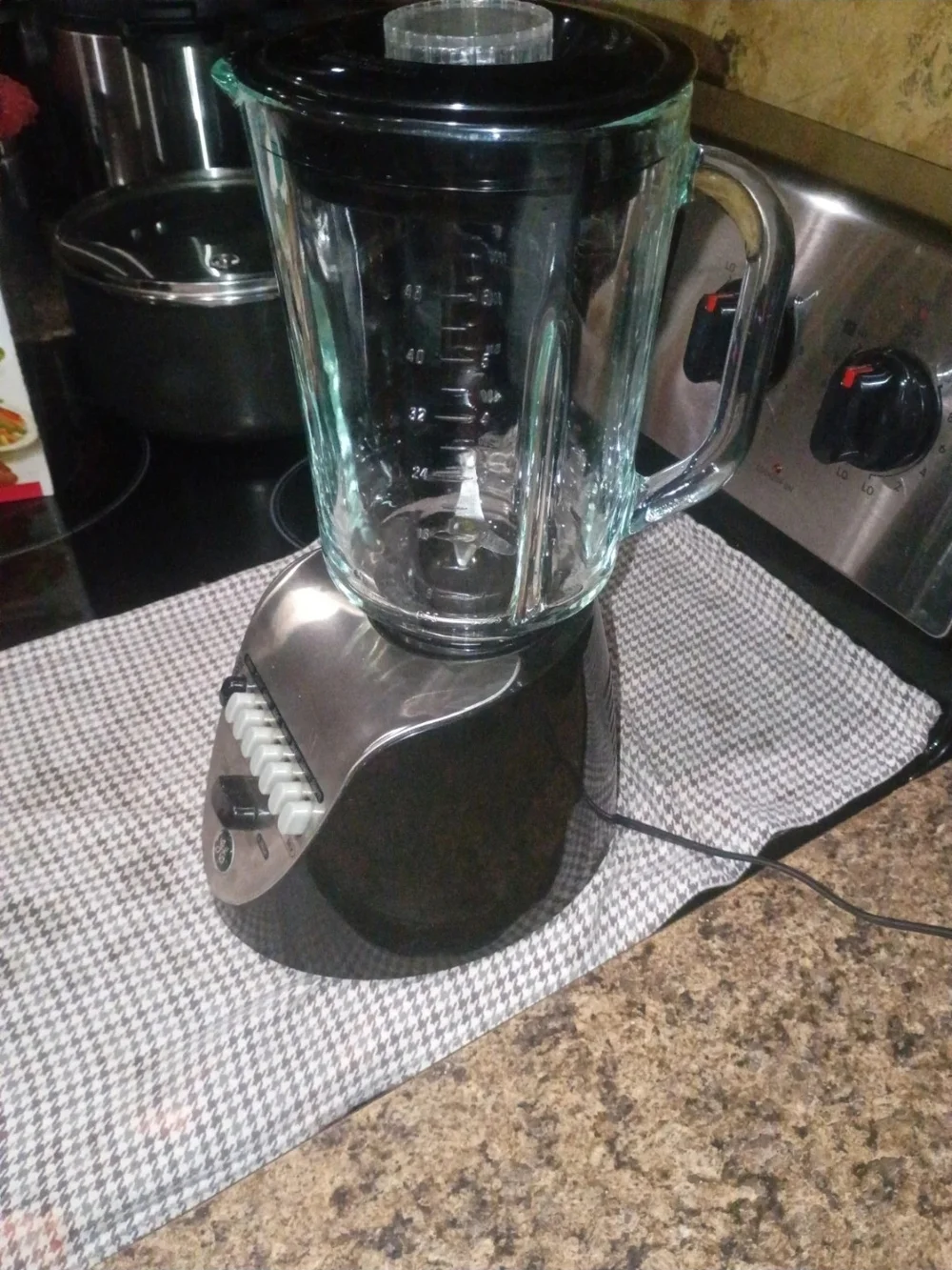 Stainless Steel and Black Countertop Blender - Glass Pitcher